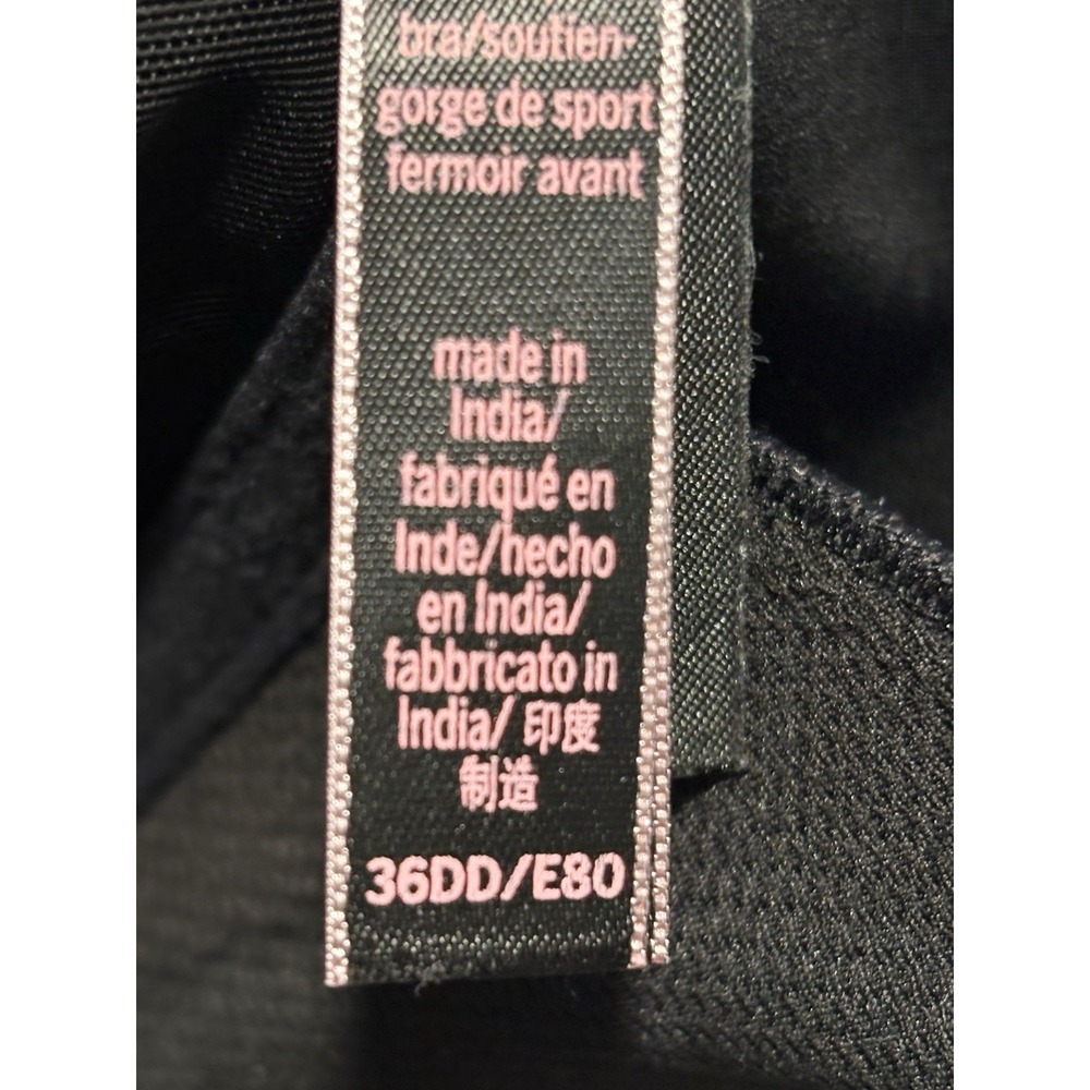 Victoria's Secret Sport Knockout 36DD Bra Black Front Zip High Impact - Picture 8 of 8